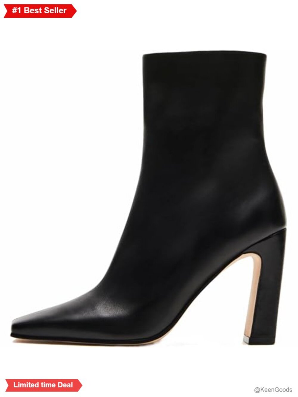 Square Toe Chunky Block Heel Ankle Boots Faux Leather Side Zip Booties